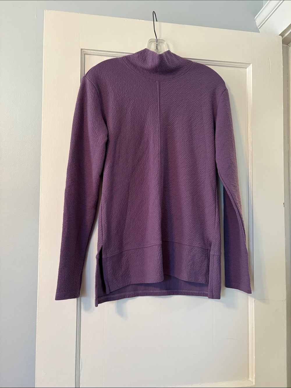 RBX Lavender Purple Quilted Cowl Neck Top